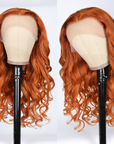 Ginger Hair Color Lace Wigs Body Wave Human Hair Wavy Wig ivyfreehair