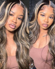 Lace Front Chocolate Brown With Peek A Boo Blonde Highlights Lace Front Body Wave Wig Beyoncé ivyfreehair